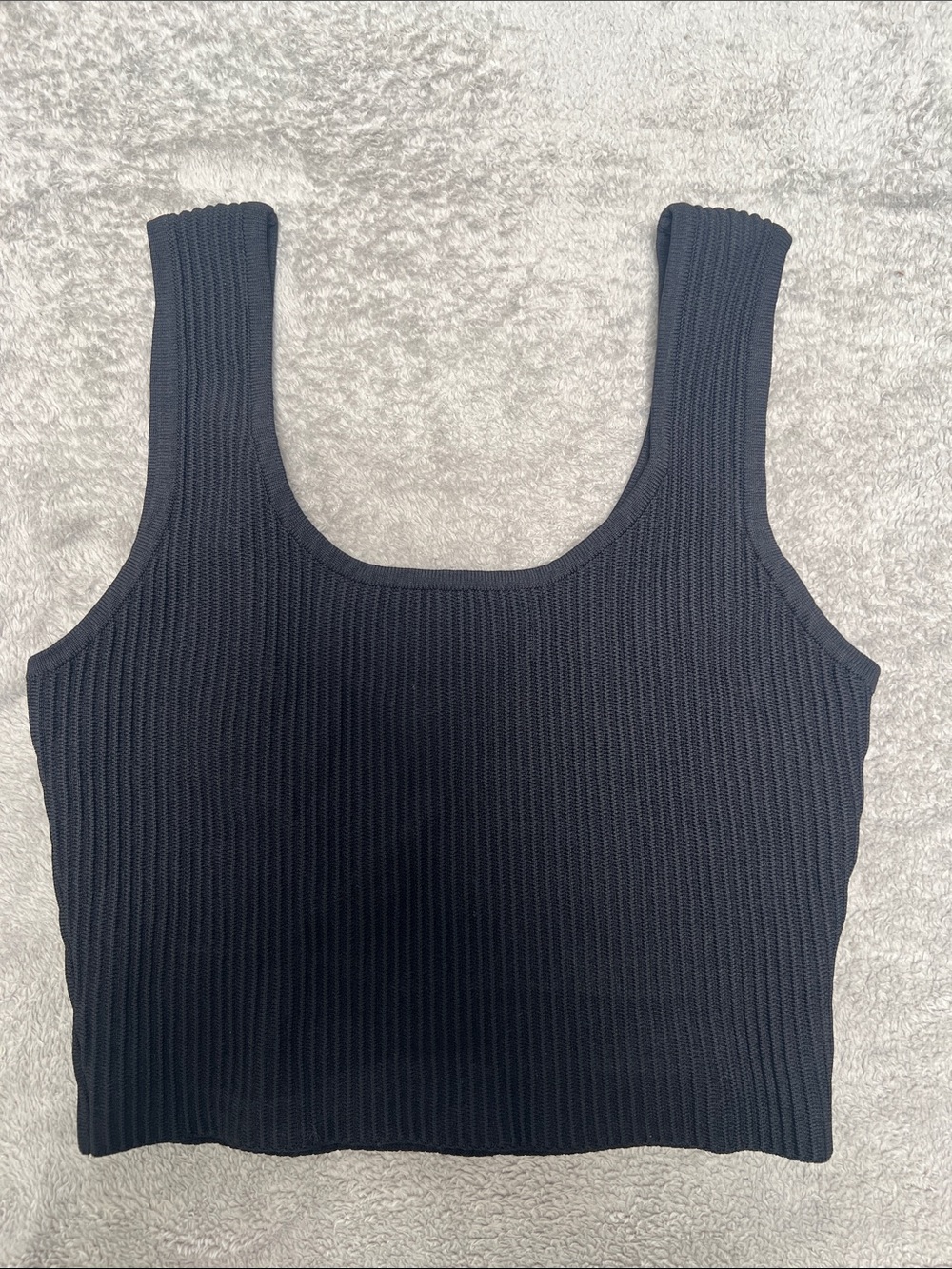 Altar'd State Black Ribbed Square-Neck Crop Top